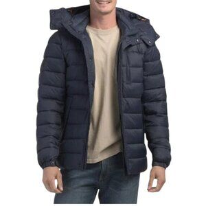 SAVE THE DUCK Navy Blue Casmir Quilted Jacket With Removable Hood